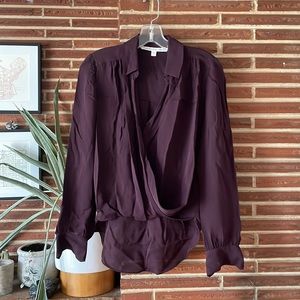 Veronica beard size 2 silk purple wrap blouse